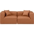 Bowery Hill Contemporary Cognac Vegan Leather 2-Piece Modular Sofa