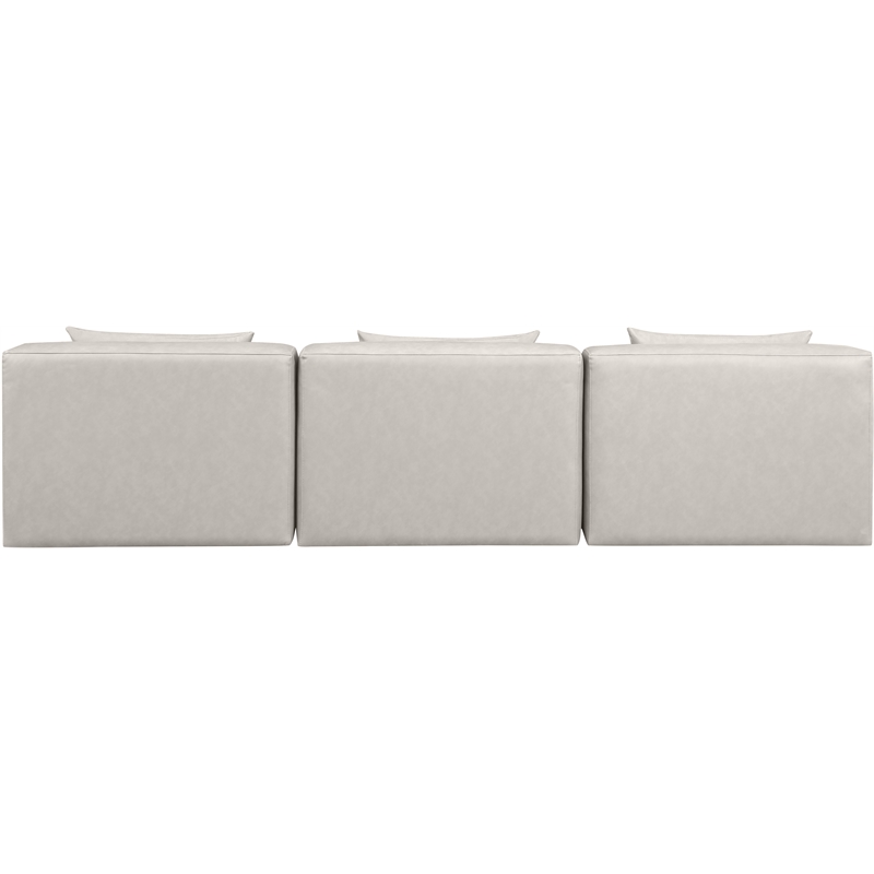 Bowery Hill Contemporary Cream Vegan Leather 3-Piece Modular Sofa