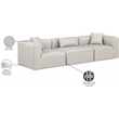 Bowery Hill Contemporary Cream Vegan Leather 3-Piece Modular Sofa