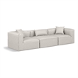 Bowery Hill Contemporary Cream Vegan Leather 3-Piece Modular Sofa