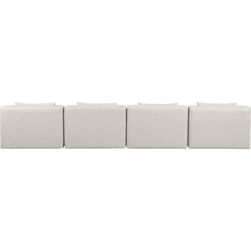 Bowery Hill Contemporary Cream Vegan Leather 4-Piece Modular Sofa