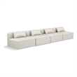 Bowery Hill Contemporary Cream Vegan Leather 4-Piece Modular Sofa