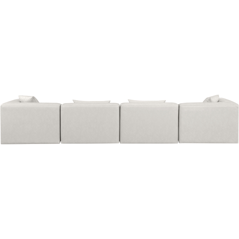 Bowery Hill Contemporary Cream Vegan Leather 4-Piece Modular Sofa