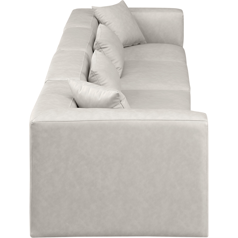Bowery Hill Contemporary Cream Vegan Leather 4-Piece Modular Sofa