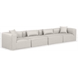 Bowery Hill Contemporary Cream Vegan Leather 4-Piece Modular Sofa