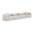 Bowery Hill Contemporary Cream Vegan Leather 4-Piece Modular Sofa