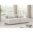 Bowery Hill Contemporary Cream Vegan Leather 2-Piece Modular Sofa
