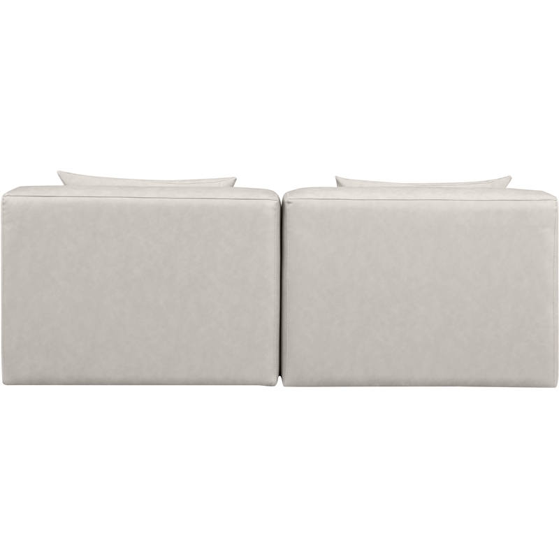 Bowery Hill Contemporary Cream Vegan Leather 2-Piece Modular Sofa