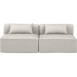 Bowery Hill Contemporary Cream Vegan Leather 2-Piece Modular Sofa
