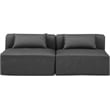 Bowery Hill Contemporary Charcoal Grey Vegan Leather 2-Piece Modular Sofa