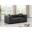 Bowery Hill Contemporary Charcoal Grey Vegan Leather 2-Piece Modular Sofa
