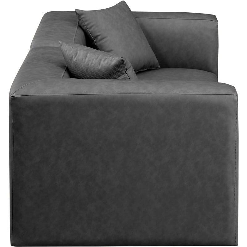 Bowery Hill Contemporary Charcoal Grey Vegan Leather 2-Piece Modular Sofa