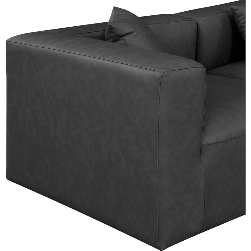 Bowery Hill Contemporary Charcoal Grey Vegan Leather 2-Piece Modular Sofa