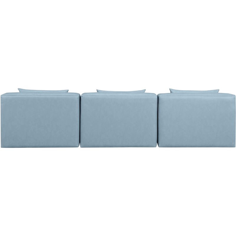 Bowery Hill Contemporary Light Blue Vegan Leather 3-Piece Modular Sofa