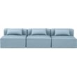 Bowery Hill Contemporary Light Blue Vegan Leather 3-Piece Modular Sofa