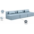 Bowery Hill Contemporary Light Blue Vegan Leather 3-Piece Modular Sofa