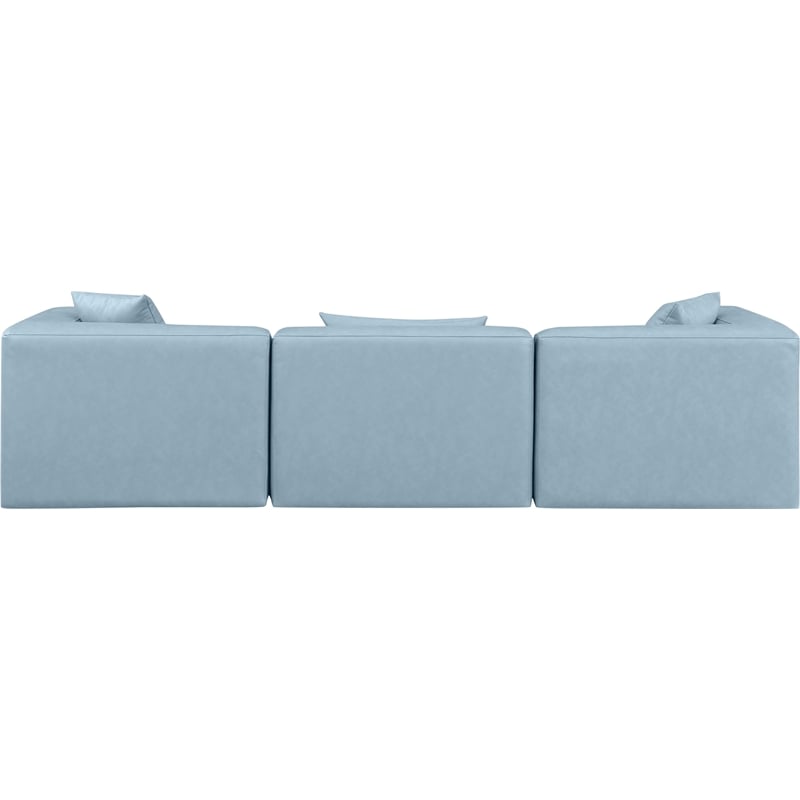 Bowery Hill Contemporary Light Blue Vegan Leather 3-Piece Modular Sofa