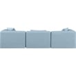 Bowery Hill Contemporary Light Blue Vegan Leather 3-Piece Modular Sofa