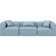 Bowery Hill Contemporary Light Blue Vegan Leather 3-Piece Modular Sofa