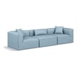 Bowery Hill Contemporary Light Blue Vegan Leather 3-Piece Modular Sofa
