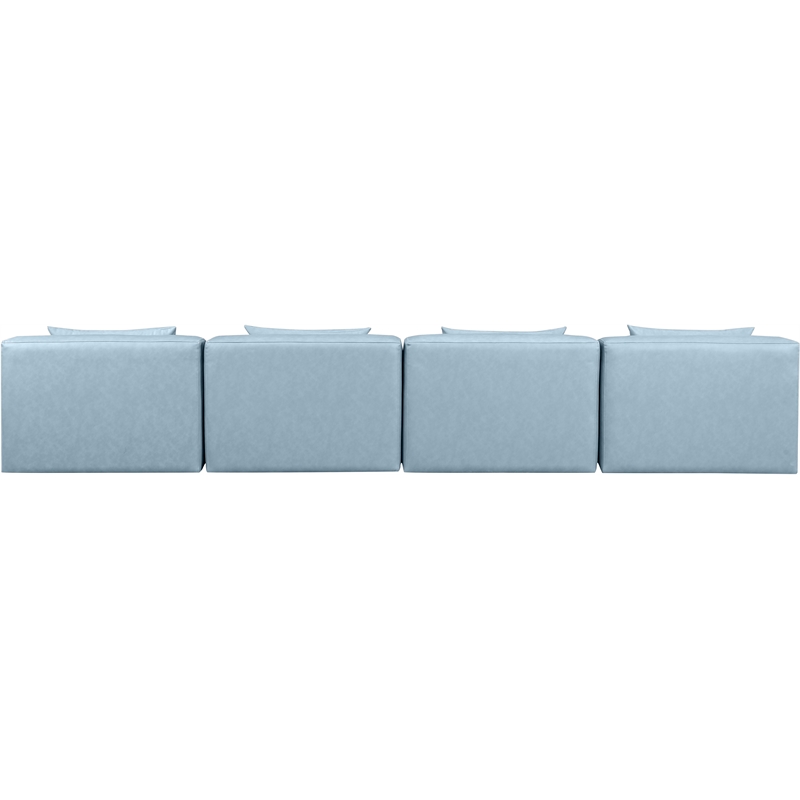 Bowery Hill Contemporary Light Blue Vegan Leather 4-Piece Modular Sofa
