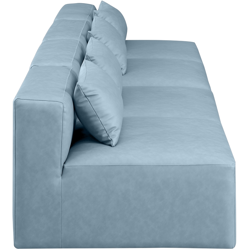 Bowery Hill Contemporary Light Blue Vegan Leather 4-Piece Modular Sofa