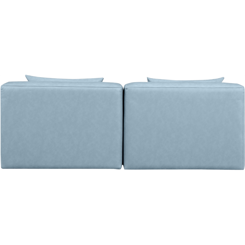 Bowery Hill Contemporary Light Blue Vegan Leather 2-Piece Modular Sofa