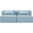 Bowery Hill Contemporary Light Blue Vegan Leather 2-Piece Modular Sofa