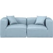 Bowery Hill Contemporary Light Blue Vegan Leather 2-Piece Modular Sofa