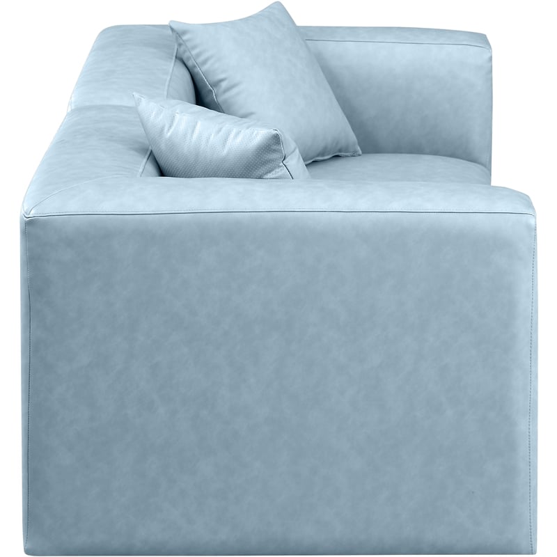 Bowery Hill Contemporary Light Blue Vegan Leather 2-Piece Modular Sofa