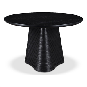 Bowery Hill Contemporary Black Wood and Oak Veneer Dining Table