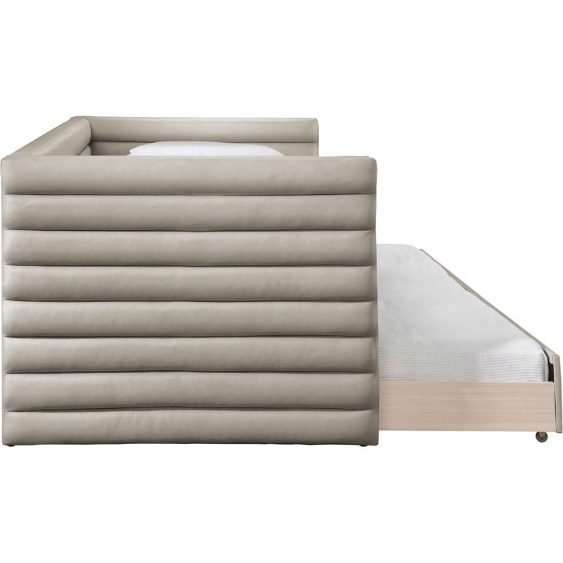 Bowery Hill Contemporary Soft Beige Vegan Leather Twin Daybed