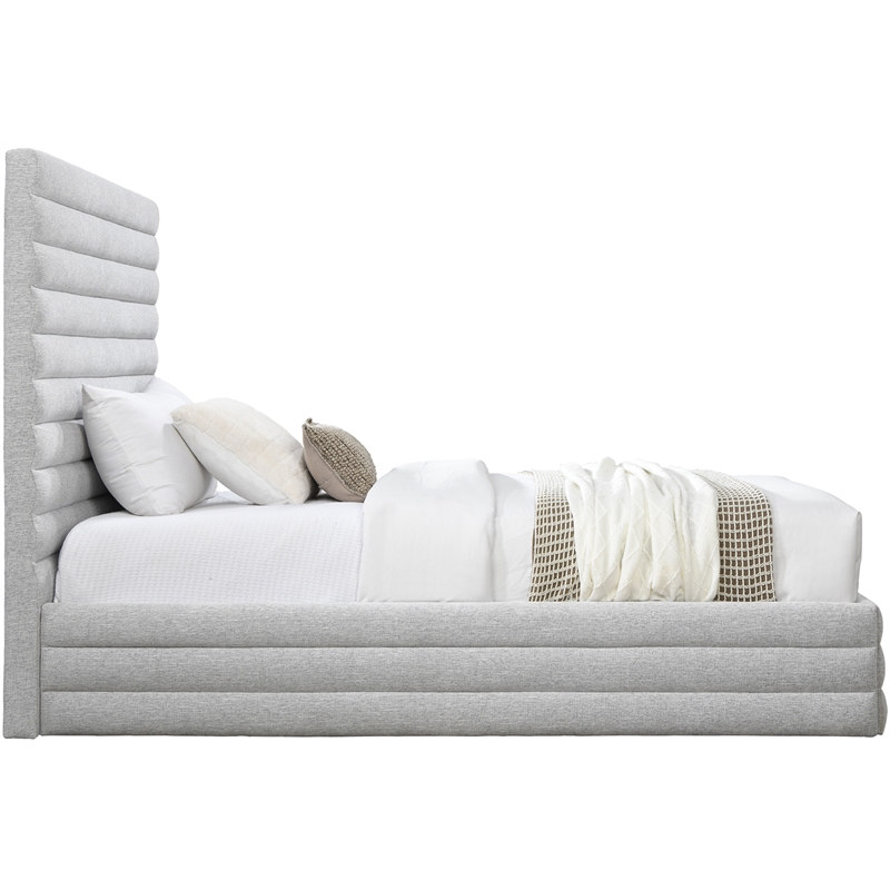 Bowery Hill Contemporary Grey Linen Textured Fabric Twin Bed