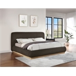 Bowery Hill Contemporary Rich Brown Boucle Durable Fabric Queen Bed