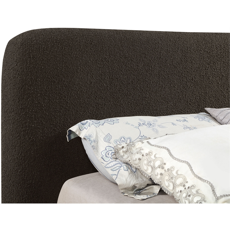 Bowery Hill Contemporary Rich Brown Boucle Durable Fabric Queen Bed