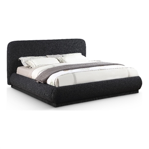 Bowery Hill Contemporary Rich Black Boucle Durable Fabric King Bed