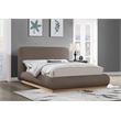 Bowery Hill Contemporary Brown Linen Textured Fabric King Bed