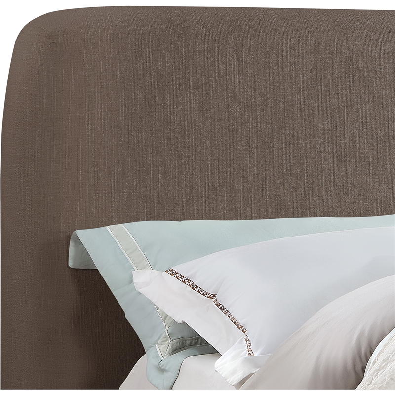 Bowery Hill Contemporary Brown Linen Textured Fabric King Bed