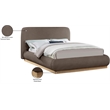 Bowery Hill Contemporary Brown Linen Textured Fabric King Bed