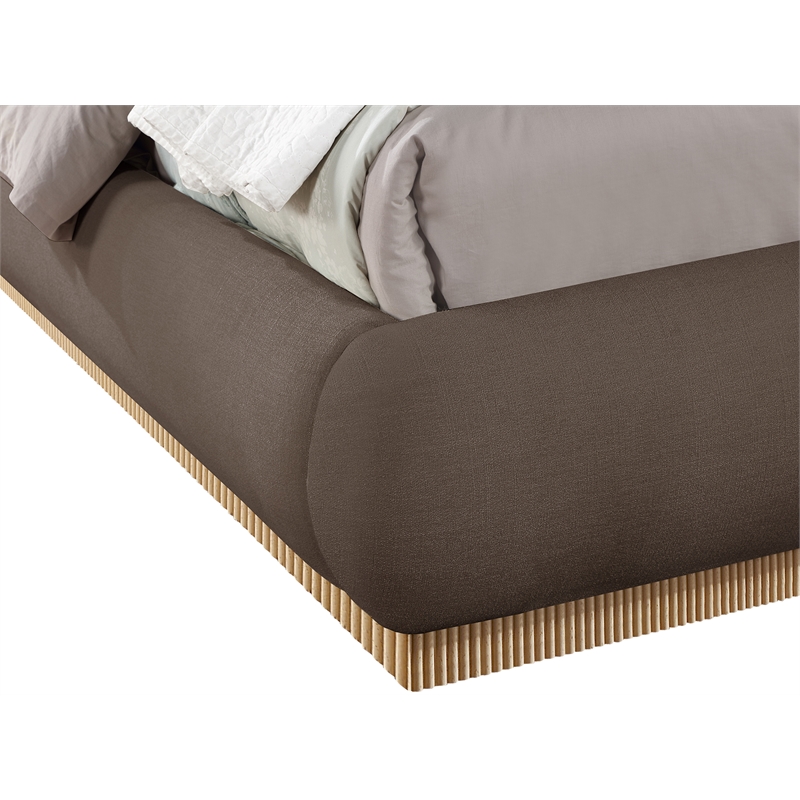 Bowery Hill Contemporary Brown Linen Textured Fabric Queen Bed