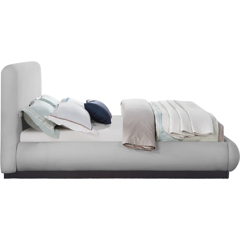 Bowery Hill Contemporary Grey Linen Textured Fabric King Bed