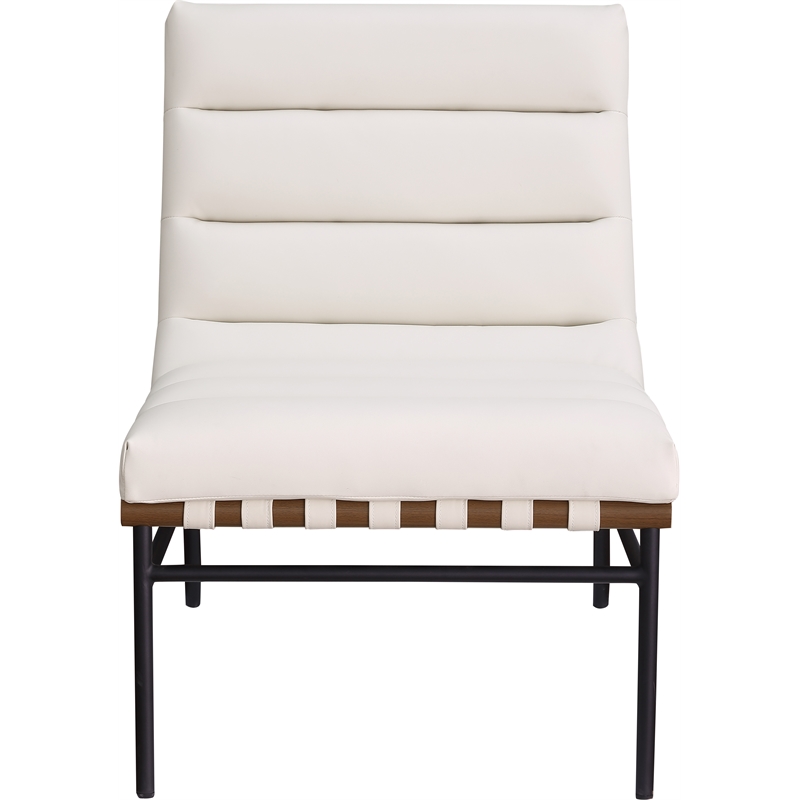 Bowery Hill Contemporary Soft Cream Vegan Leather Accent Chair