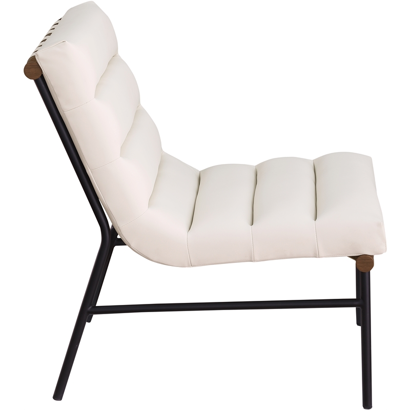 Bowery Hill Contemporary Soft Cream Vegan Leather Accent Chair