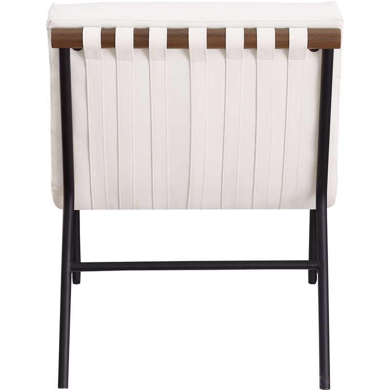 Bowery Hill Contemporary Soft Cream Vegan Leather Accent Chair