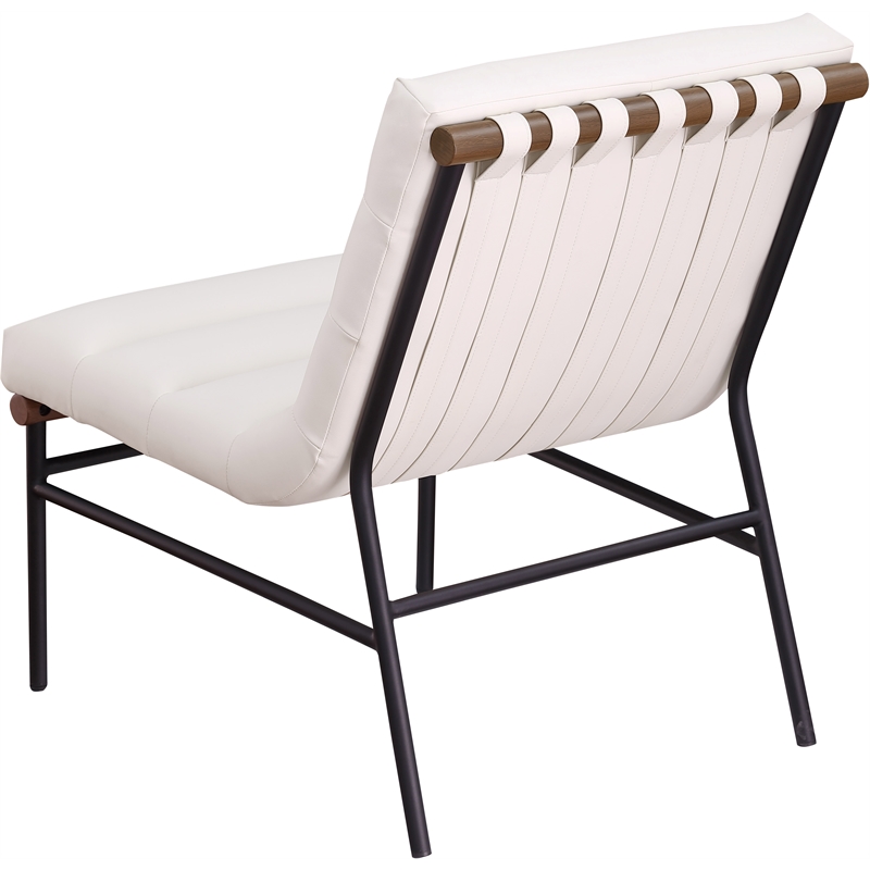 Bowery Hill Contemporary Soft Cream Vegan Leather Accent Chair