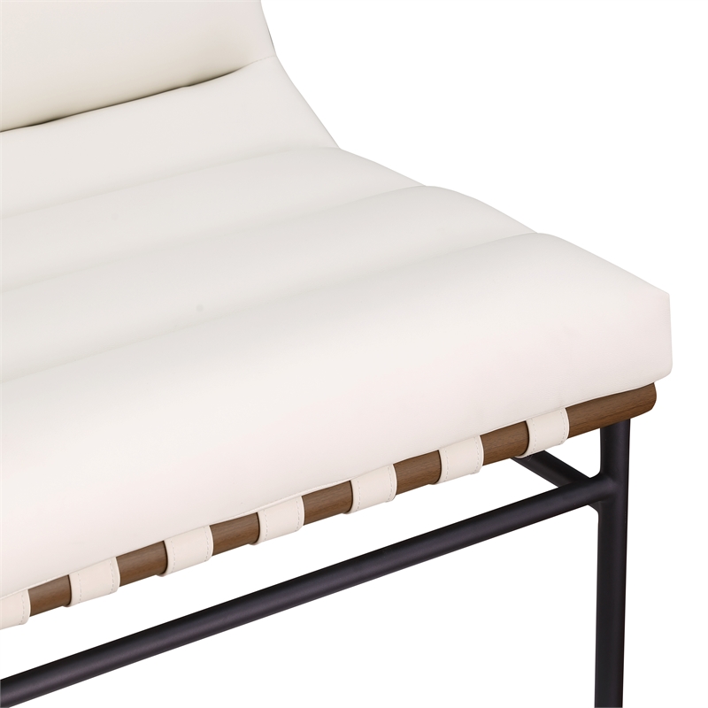 Bowery Hill Contemporary Soft Cream Vegan Leather Accent Chair