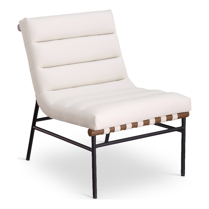 Bowery Hill Contemporary Soft Cream Vegan Leather Accent Chair