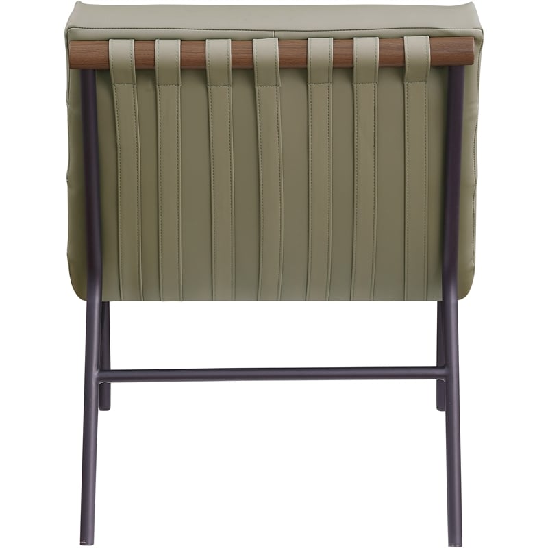 Bowery Hill Contemporary Soft Olive Vegan Leather Accent Chair