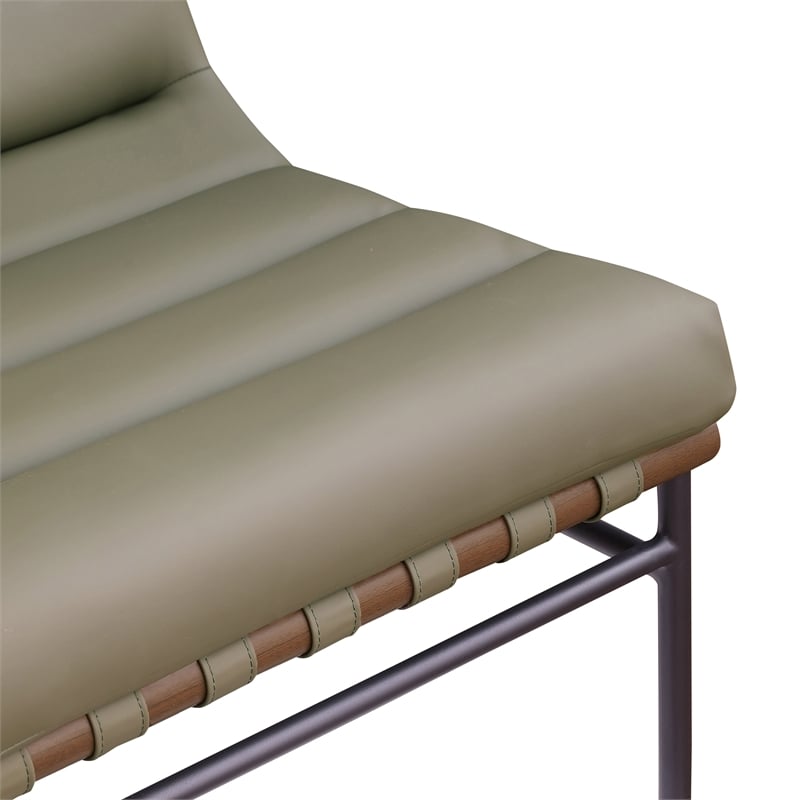 Bowery Hill Contemporary Soft Olive Vegan Leather Accent Chair