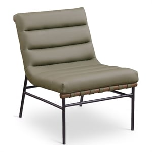 Bowery Hill Contemporary Soft Olive Vegan Leather Accent Chair